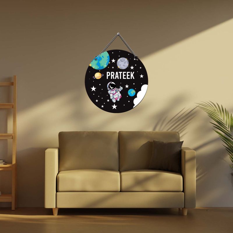 Personalized Astronaut Space Theme Wall Hanging  Wall Art for Kids' Bedroom, Nursery & Playroom  Kids Room Door Decoration